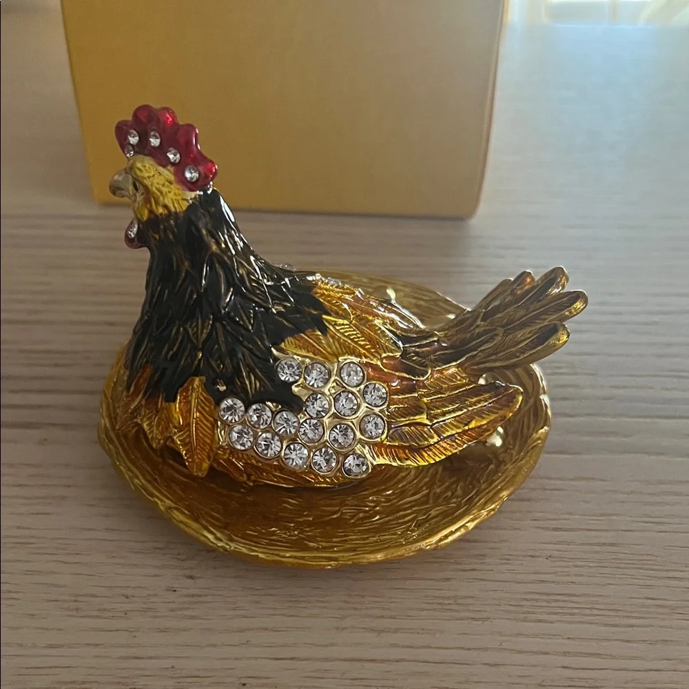 Jeweled Rooster Trinket Box